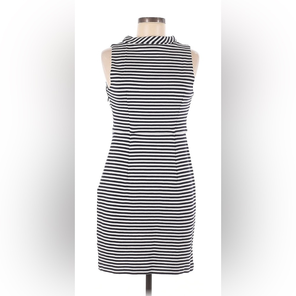 Boden/ Stripe Knit Mock Neck Sleeveless Stretch Knee Length Sheath Dress- Size 8